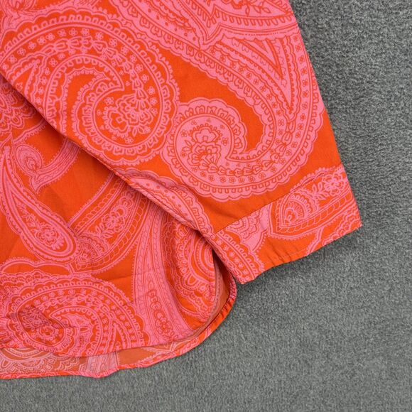 Tommy Hilfiger Blouse Womens 2X Plus Orange Paisley Button Front Long Sleeve - Picture 6 of 16